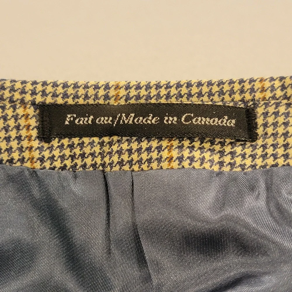 Bruce‎ Julian Wool Blazer Houndstooth Windowpane Tan Blue Men's 40R Sport Coat